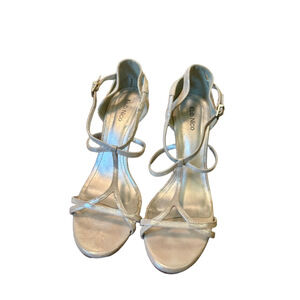 Klub Nico Silver Strappy Heels Sandals Size 9 Leather Sole Made in Brazil